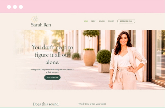 Life Coach website design portfolio project by DianaInPixels