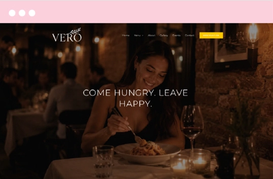 Vero restaurant website design portfolio project by DianaInPixels